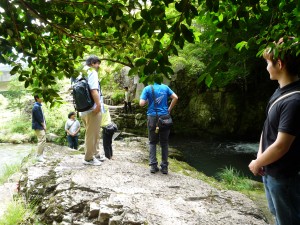 Safety support at the five-stage waterfall