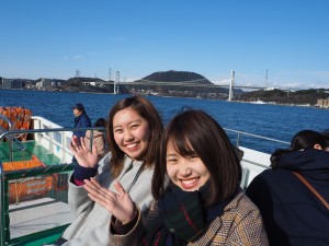 Kanmon Bridge seen from the top of the ship