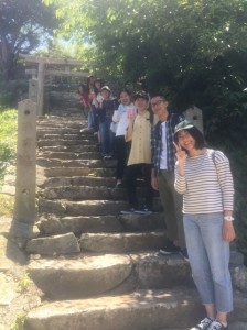 On the stairs of the shrine