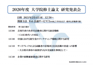 2020 Shimonoseki City University Graduate School “Master's Thesis Research Presentation”